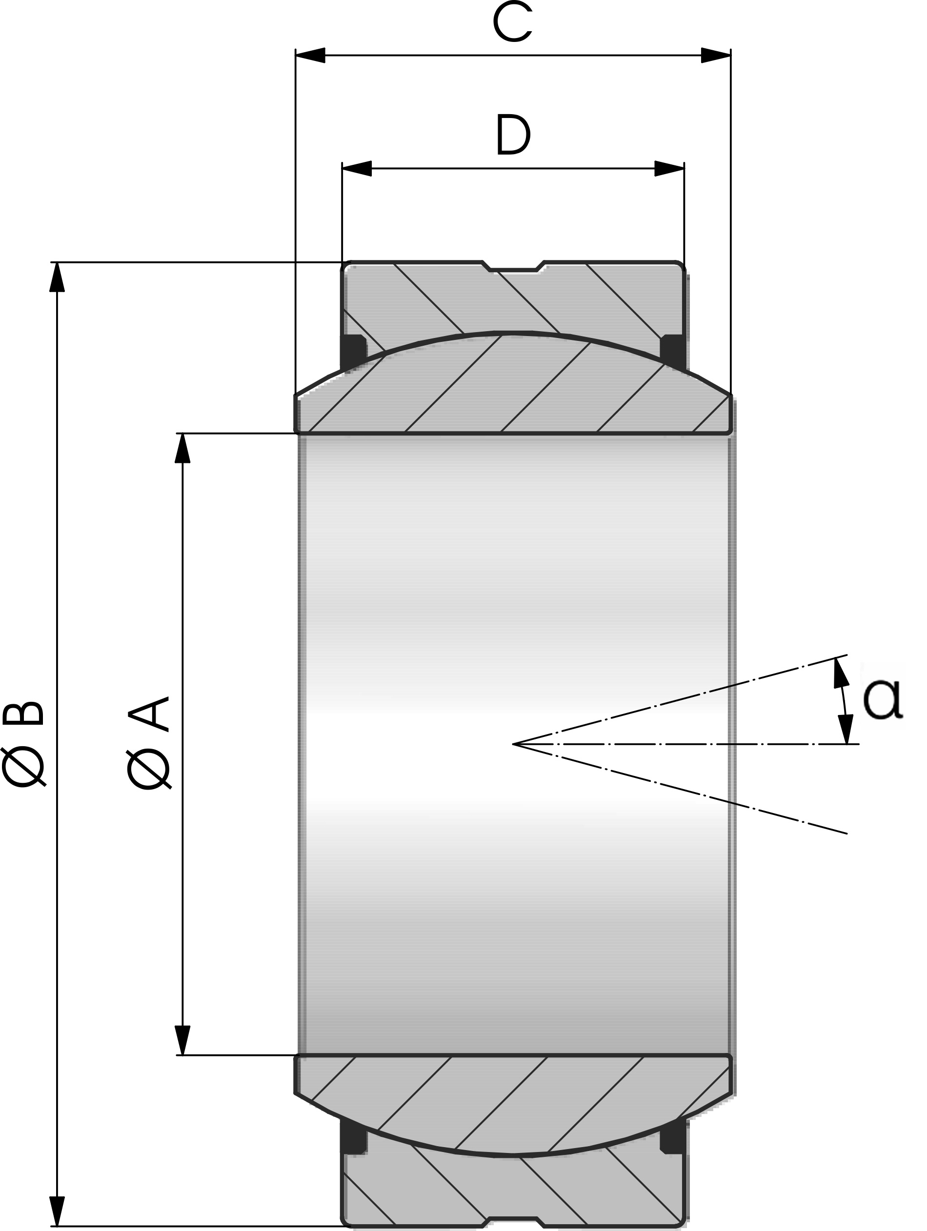 CABEZA DE RÓTULA ESFÉRICA RADIAL GE-TGR-2RS